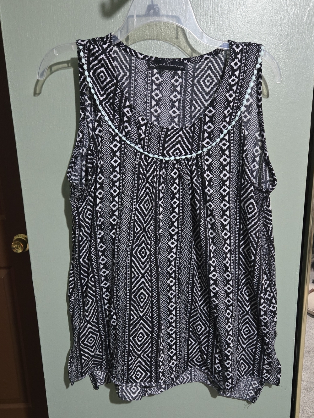 French Laundry Black & White Aztec Print Sleeveless Tank